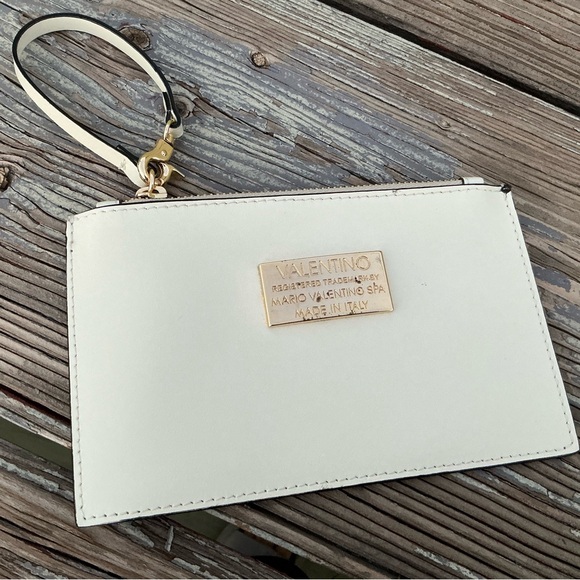 Ivory Wristlet Clutch with Gold Accents - Picture 2 of 5